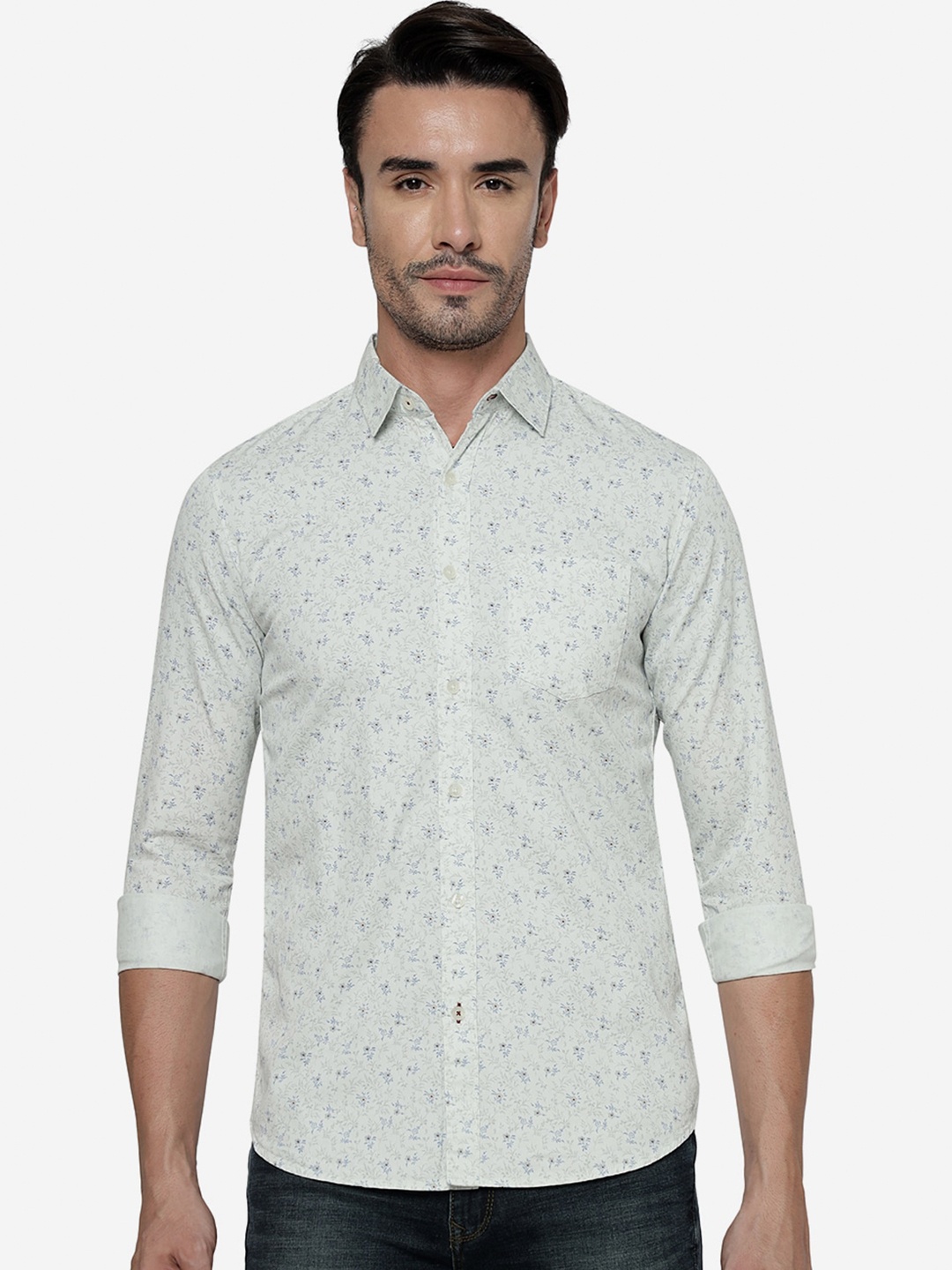 

JADE BLUE Slim Fit Floral Printed Casual Cotton Shirt