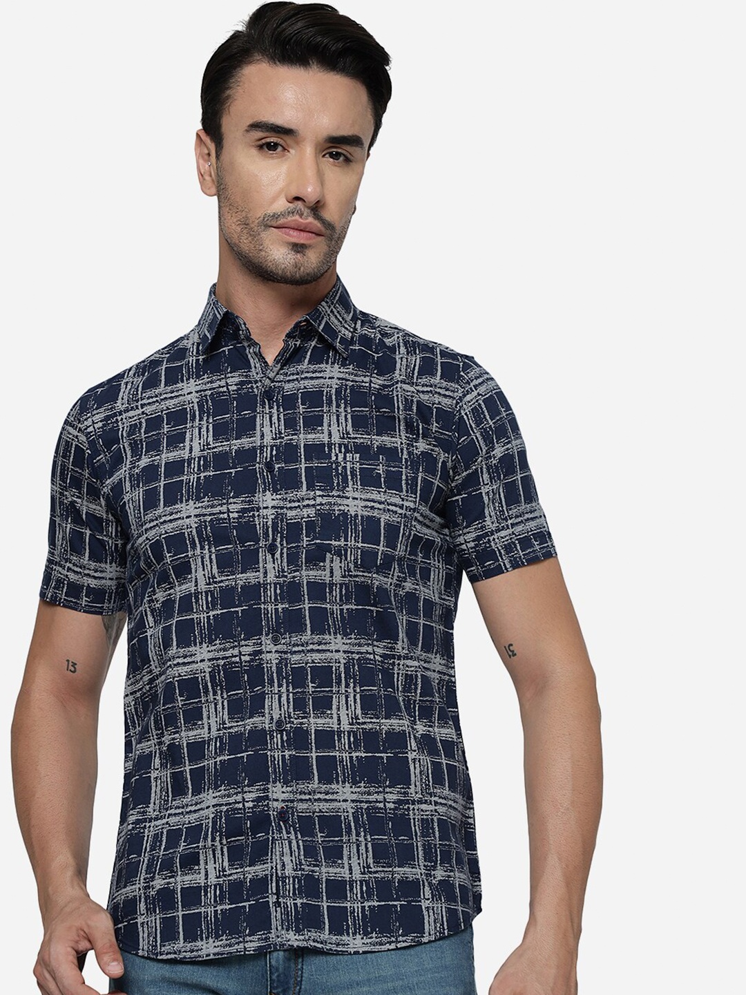 

JADE BLUE Slim Fit Abstract Printed Casual Cotton Shirt