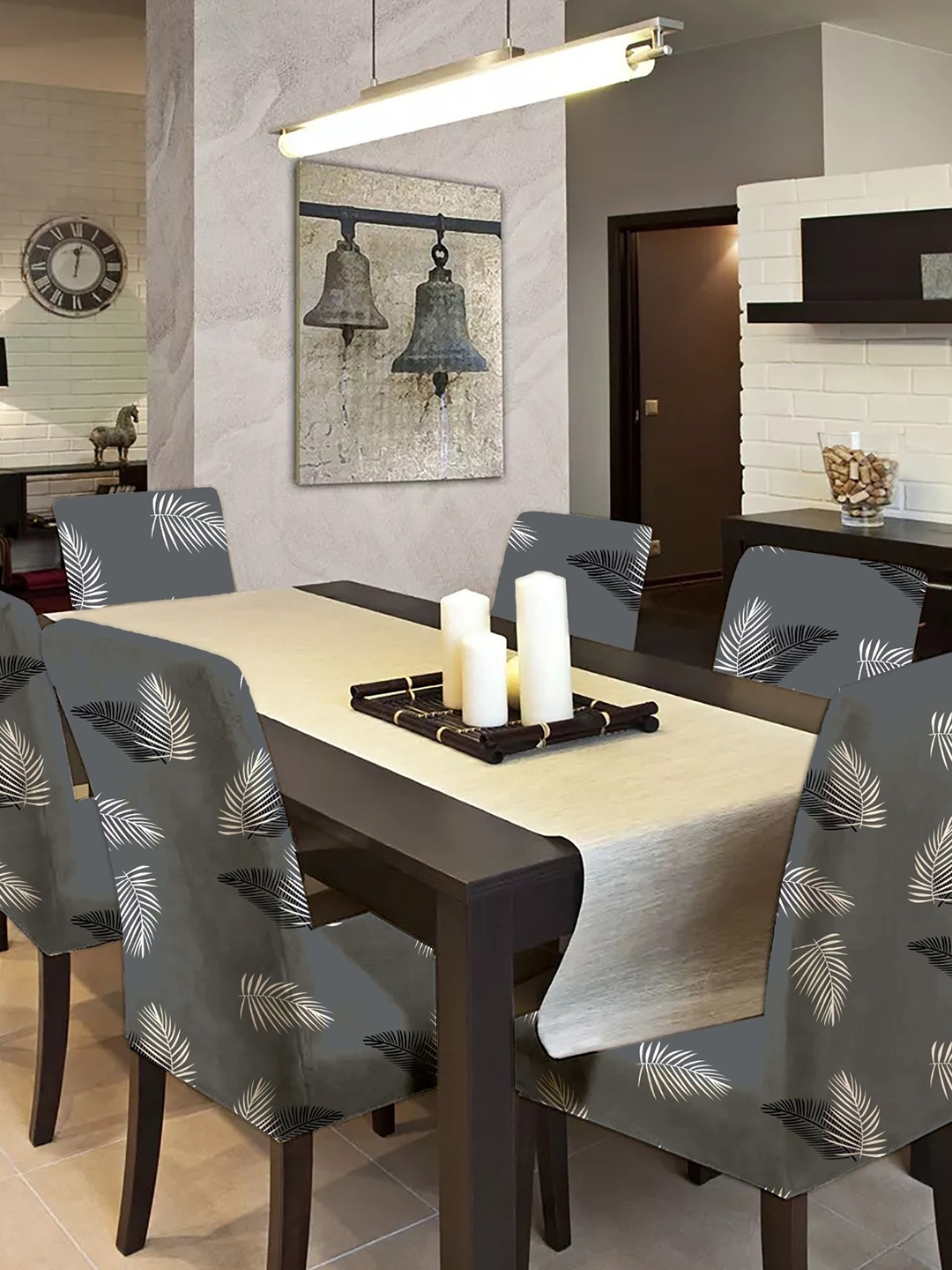

Bajo's Grey & White 6 Pieces Printed Chair Covers