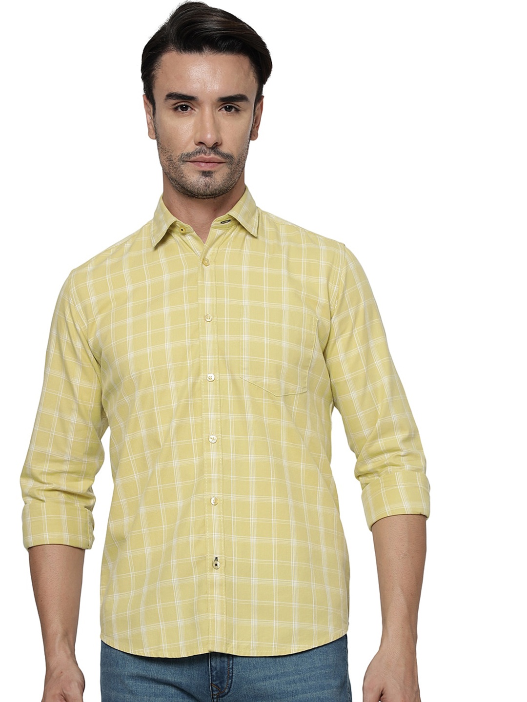 

Greenfibre Tartan Checked Pure Cotton Casual Shirt, Yellow