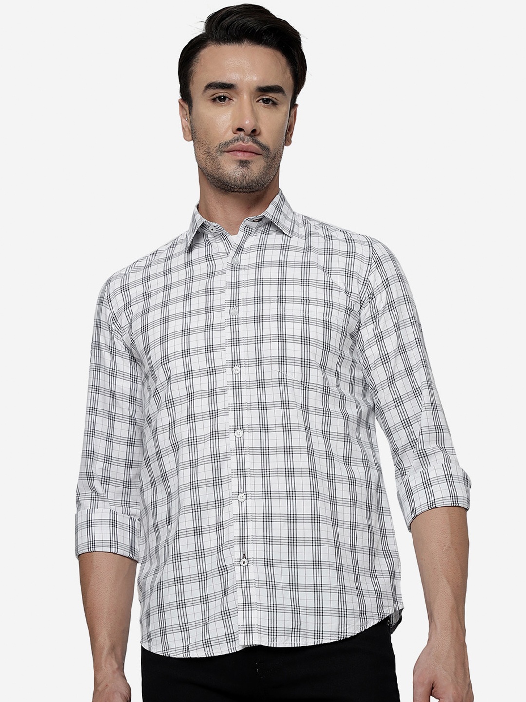 

Greenfibre Tartan Checked Pure Cotton Casual Shirt, White