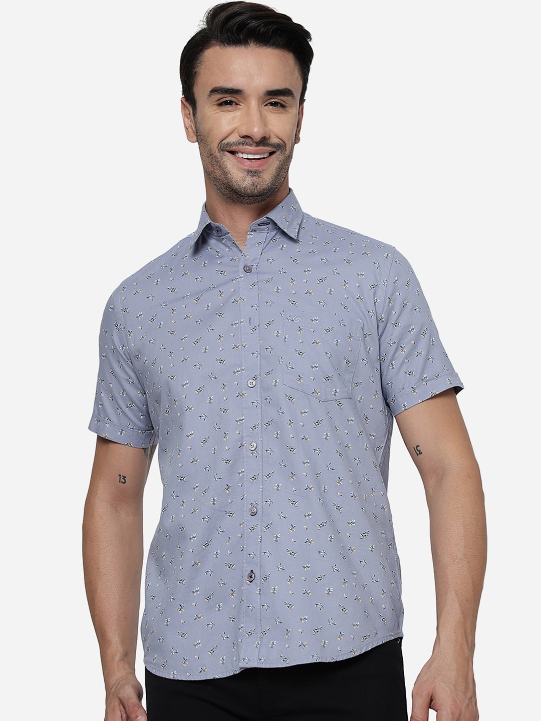 

Greenfibre Conversational Printed Pure Cotton Casual Shirt, Blue