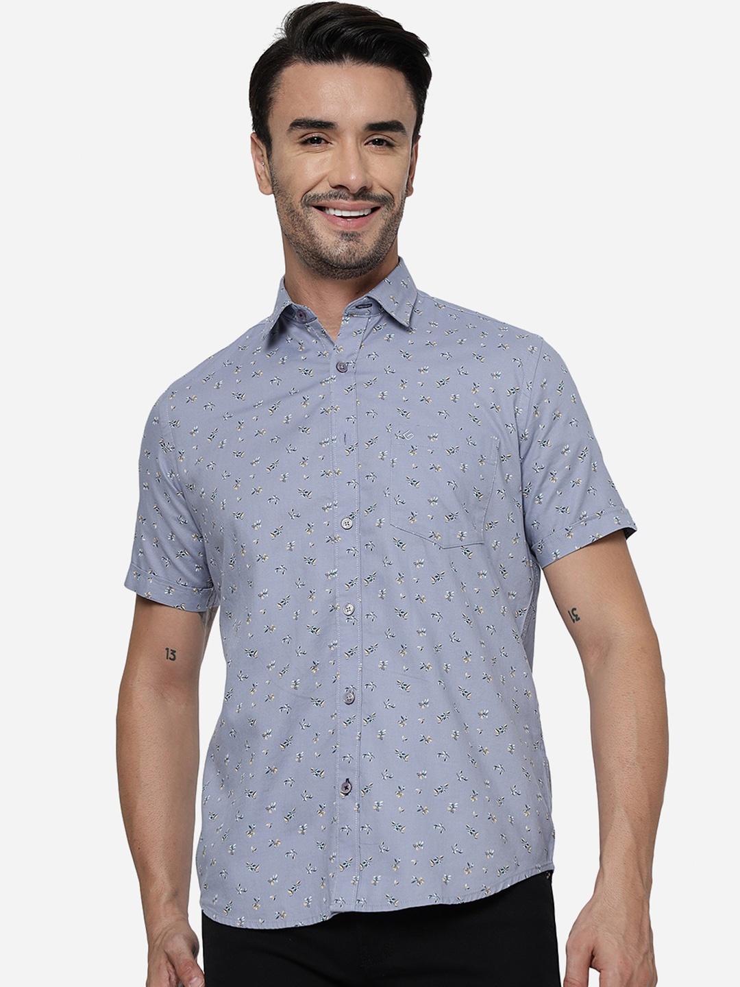 

Greenfibre Conversational Printed Pure Cotton Casual Shirt, Blue