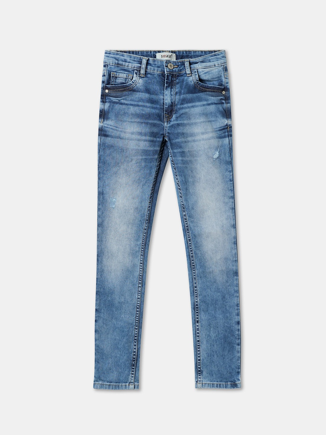 

R&B Boys Low Distress Heavy Fade Cotton Jeans, Blue