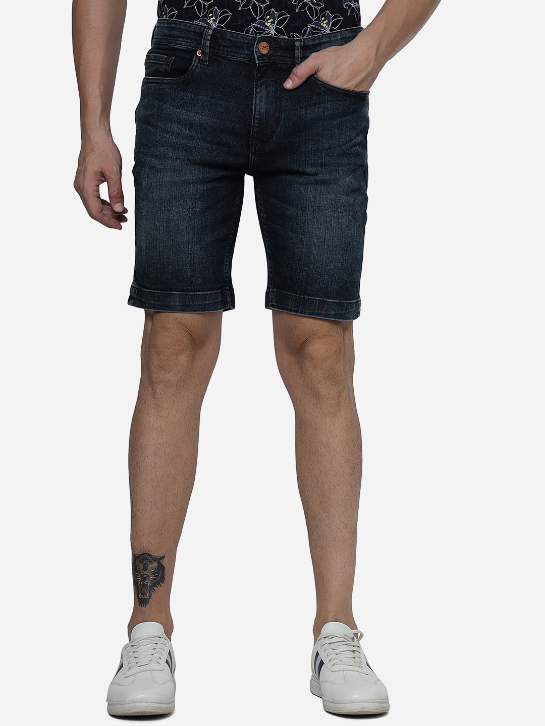 

JADE BLUE Men Washed Slim Fit Denim Cotton Shorts