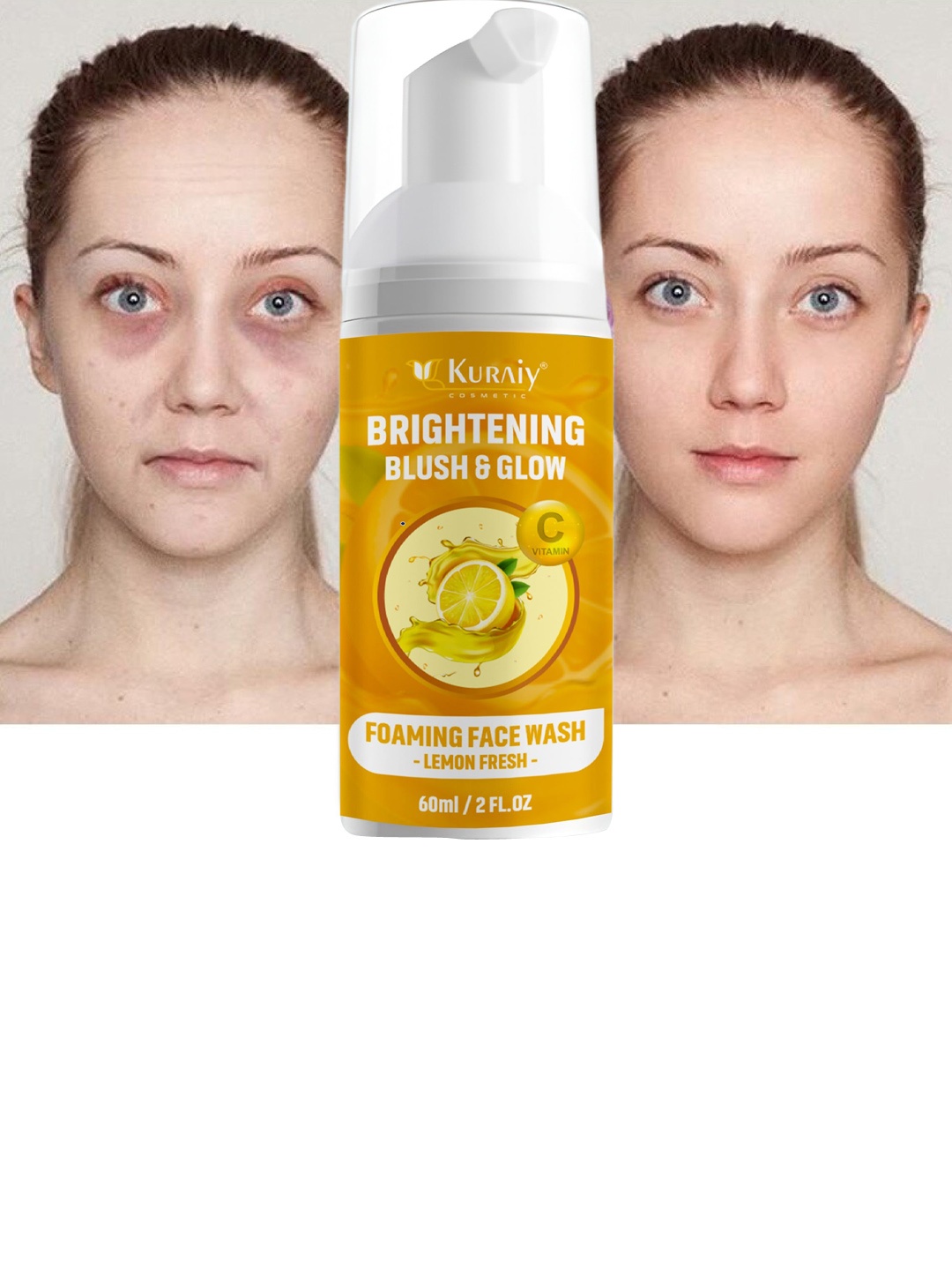 

KURAIY Brightening Blush & Glow Deep Clean Foam Face Wash Leamon Fresh-60 ml, Yellow