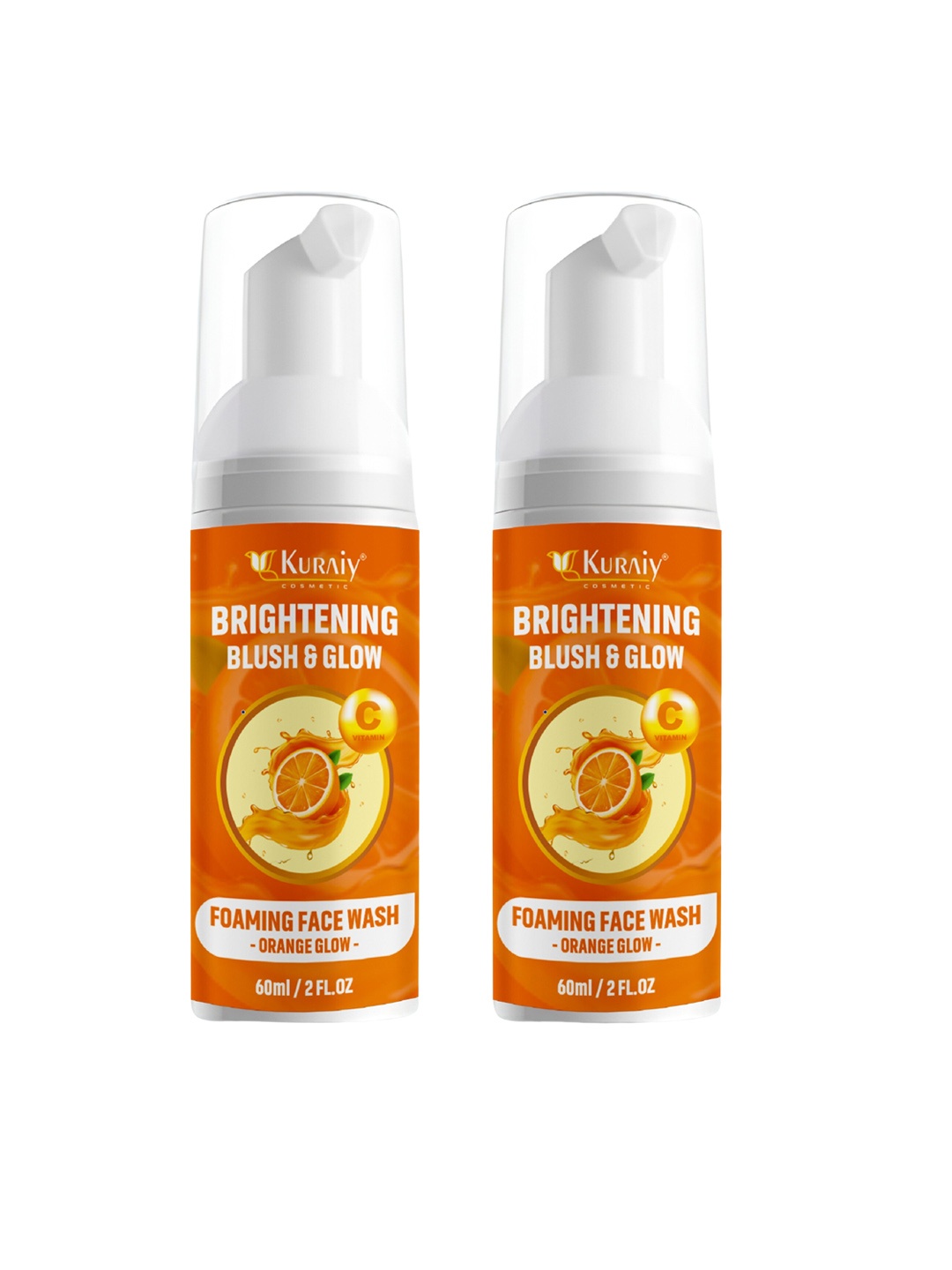 

KURAIY Set Of 2 Brightening Blush & Glow Foam Face Wash-60 ml Each-Orange Glow