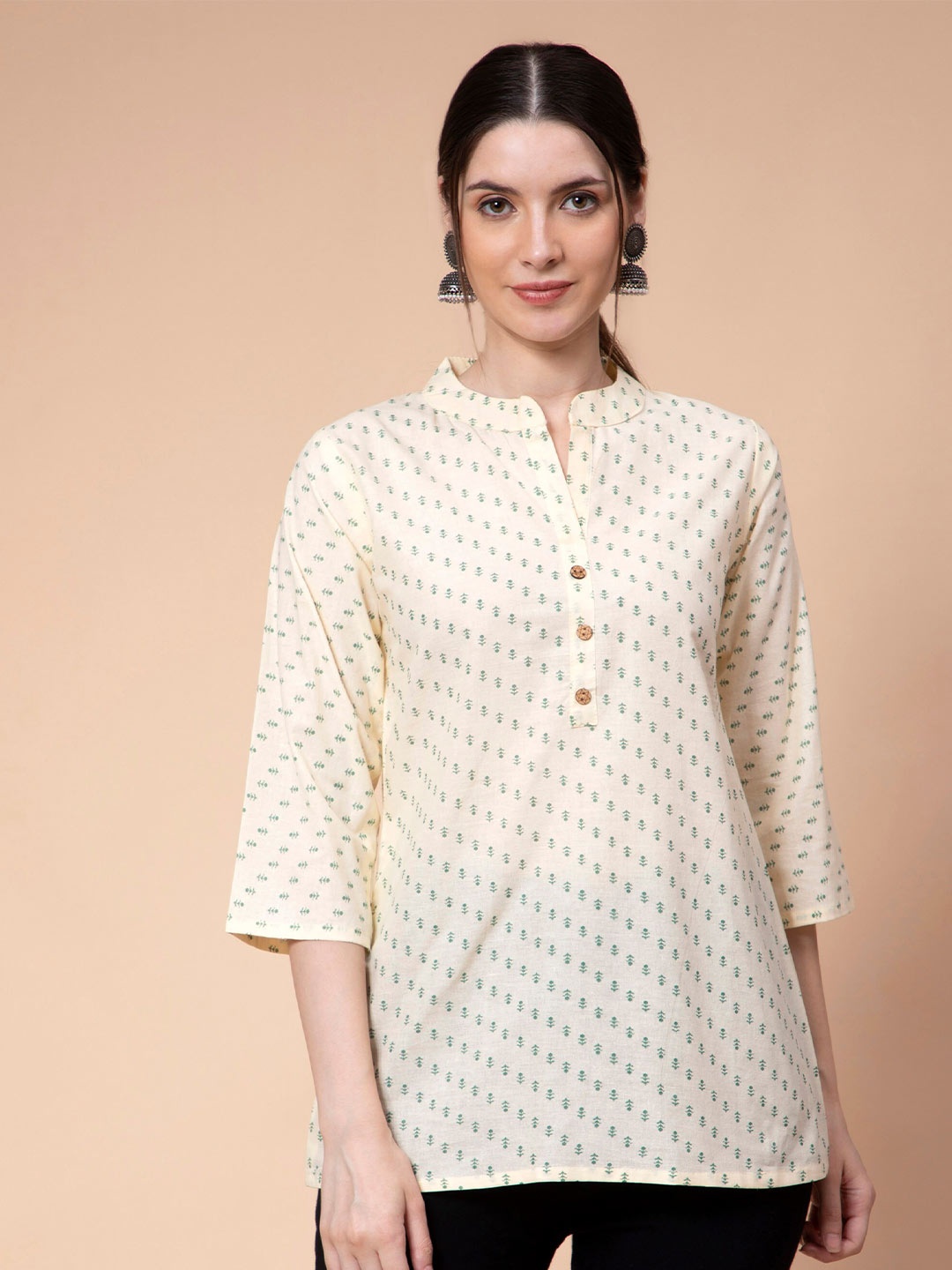 

Fabclub Ethnic Motifs Printed Kurti, Off white