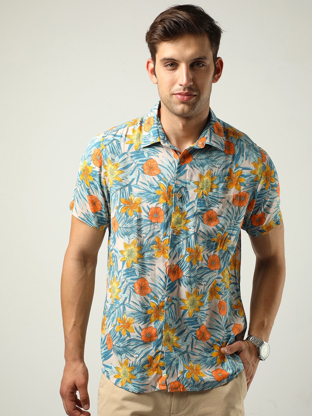 VUDU Comfort Fit Floral Printed Casual Shirt, Multi