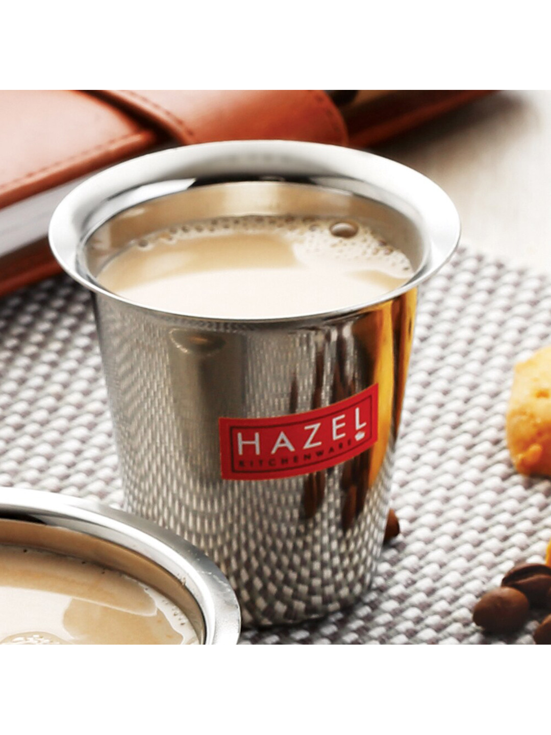 

HAZEL Silver-Toned Solid Stainless Steel Glossy Cups Set of Cups and Mugs
