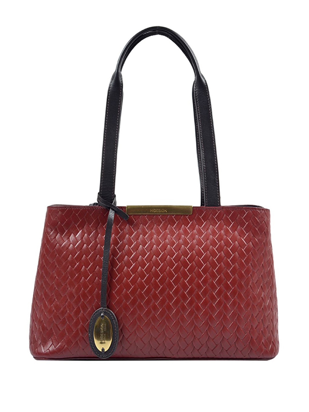 Hidesign Textured Leather Oversized Structured Shoulder Bag with Quilted, Red