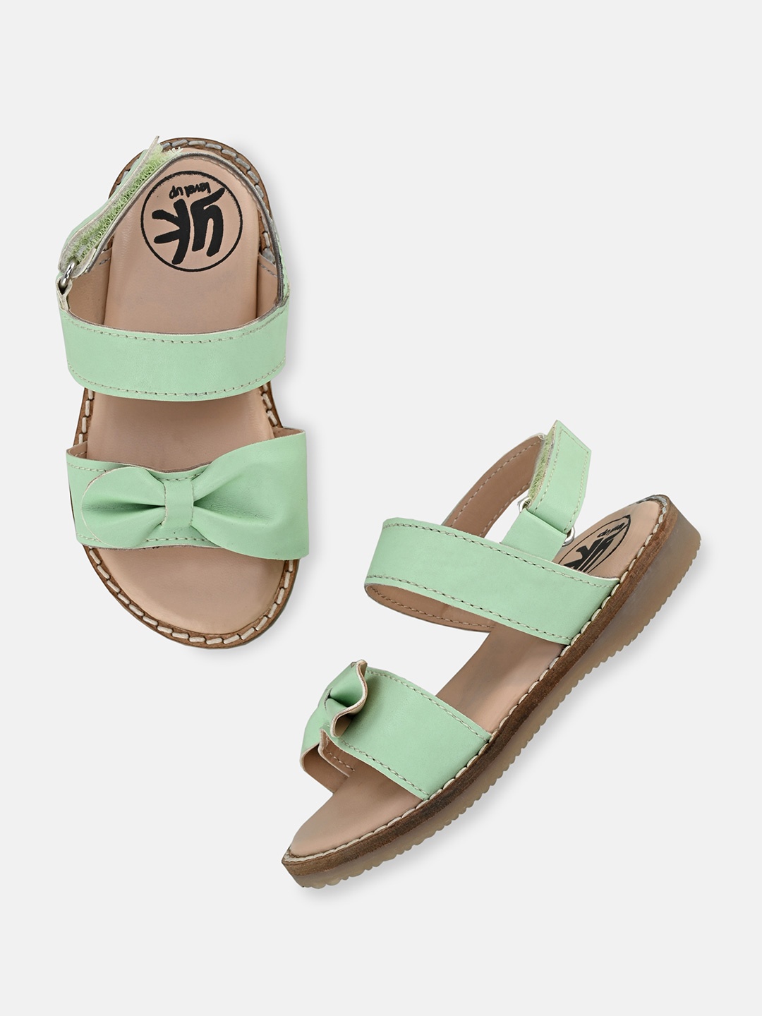 

YK Girls Bow Embellished Open Toe Flats, Sea green
