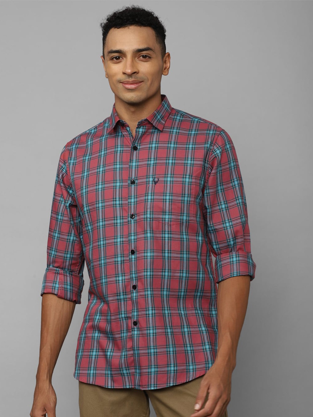 

Allen Solly Slim Fit Checked Pure Cotton Casual Shirt, Pink