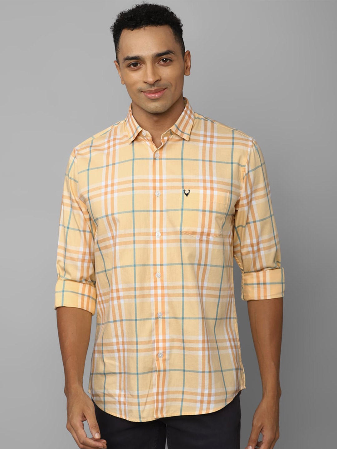 

Allen Solly Tartan Checked Slim Fit Pure Cotton Casual Shirt, Yellow