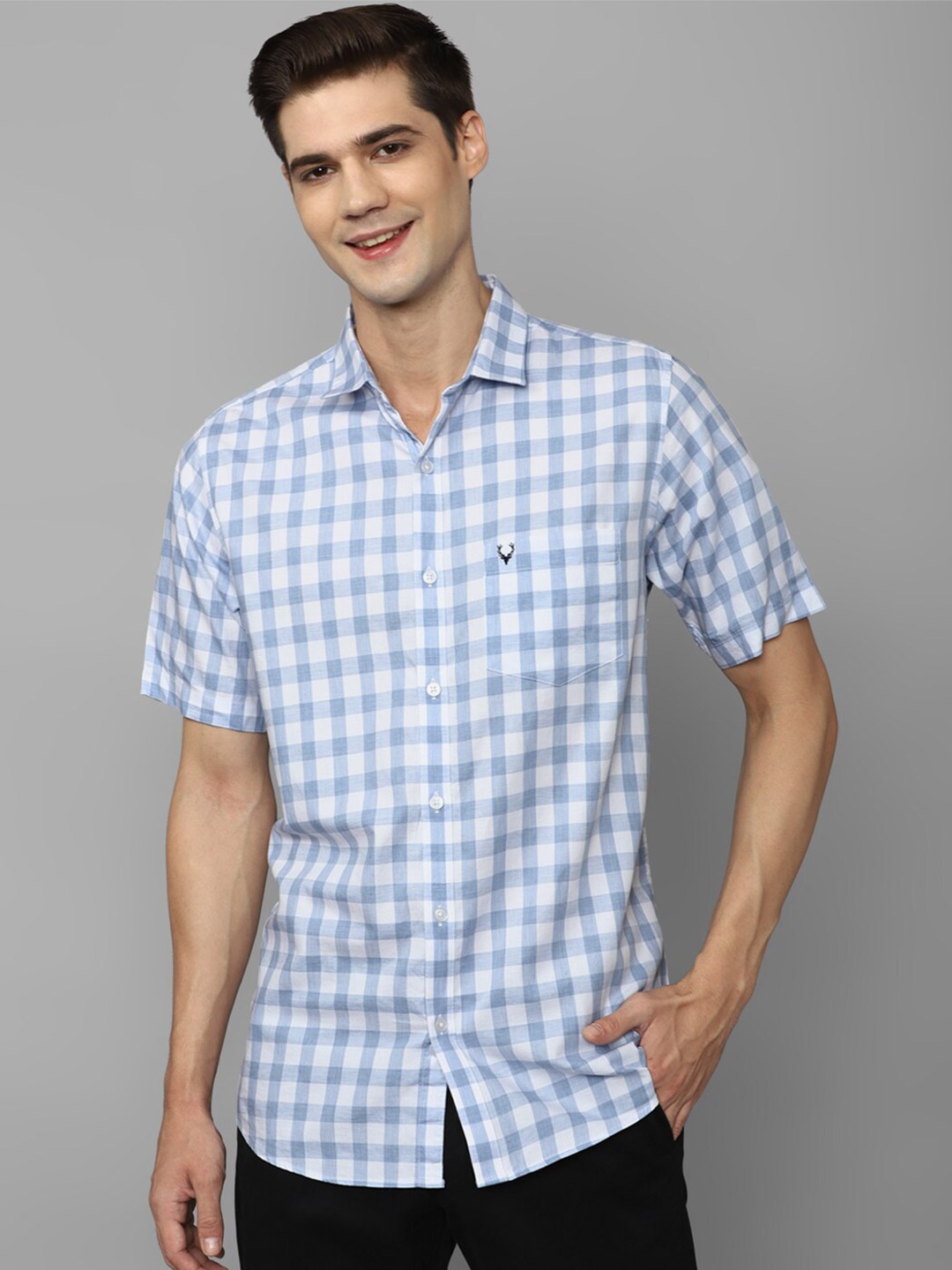 

Allen Solly Gingham Checked Slim Fit Pure Cotton Casual Shirt, Blue