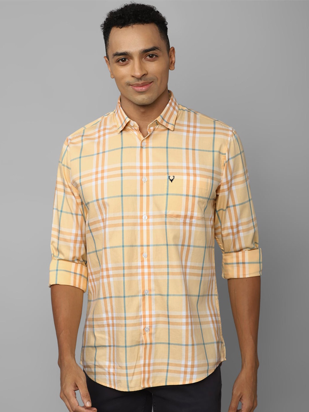 

Allen Solly Tartan Checked Slim Fit Pure Cotton Casual Shirt, Yellow