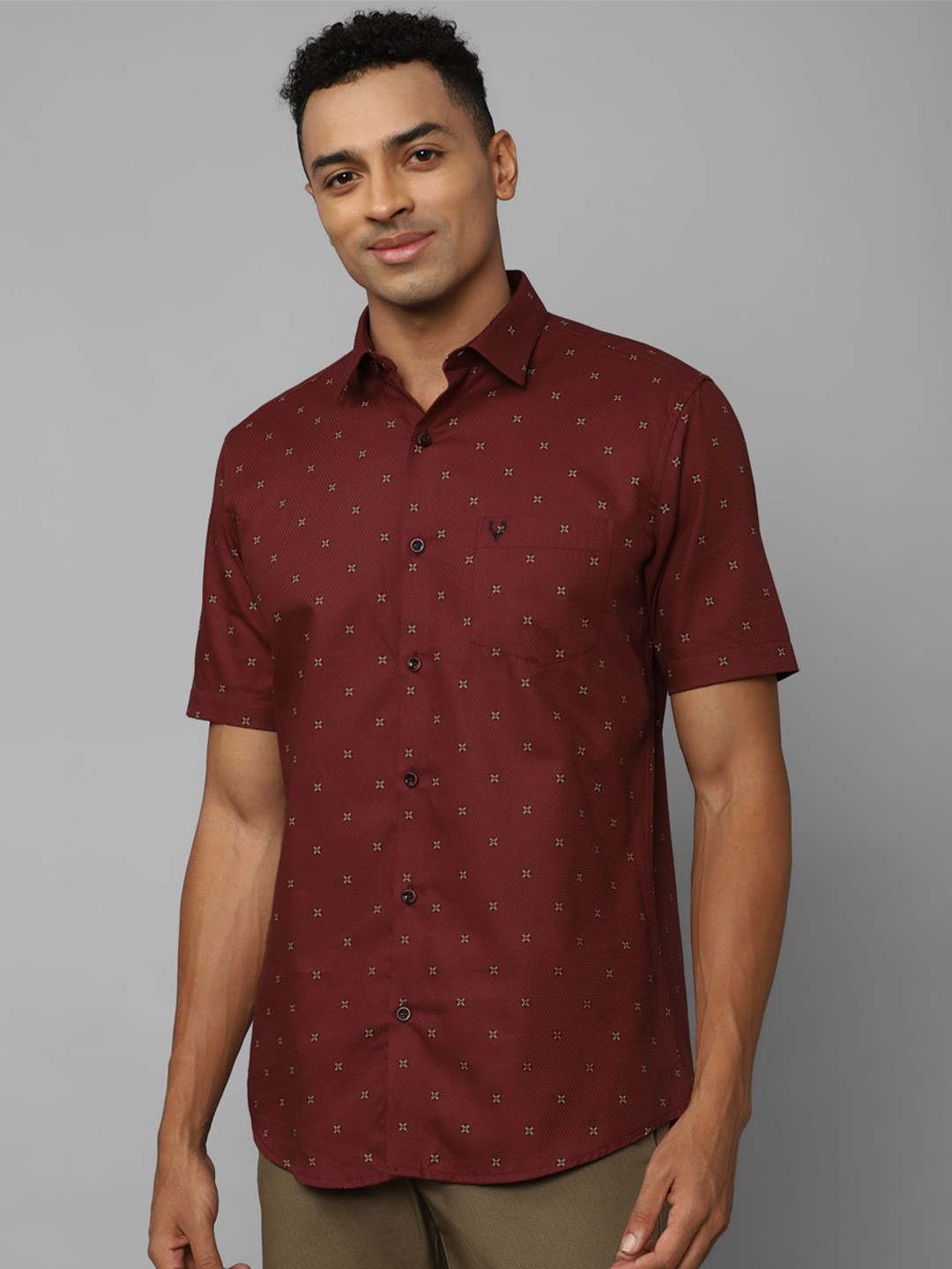 

Allen Solly Micro Ditsy Printed Slim Fit Pure Cotton Casual Shirt, Maroon