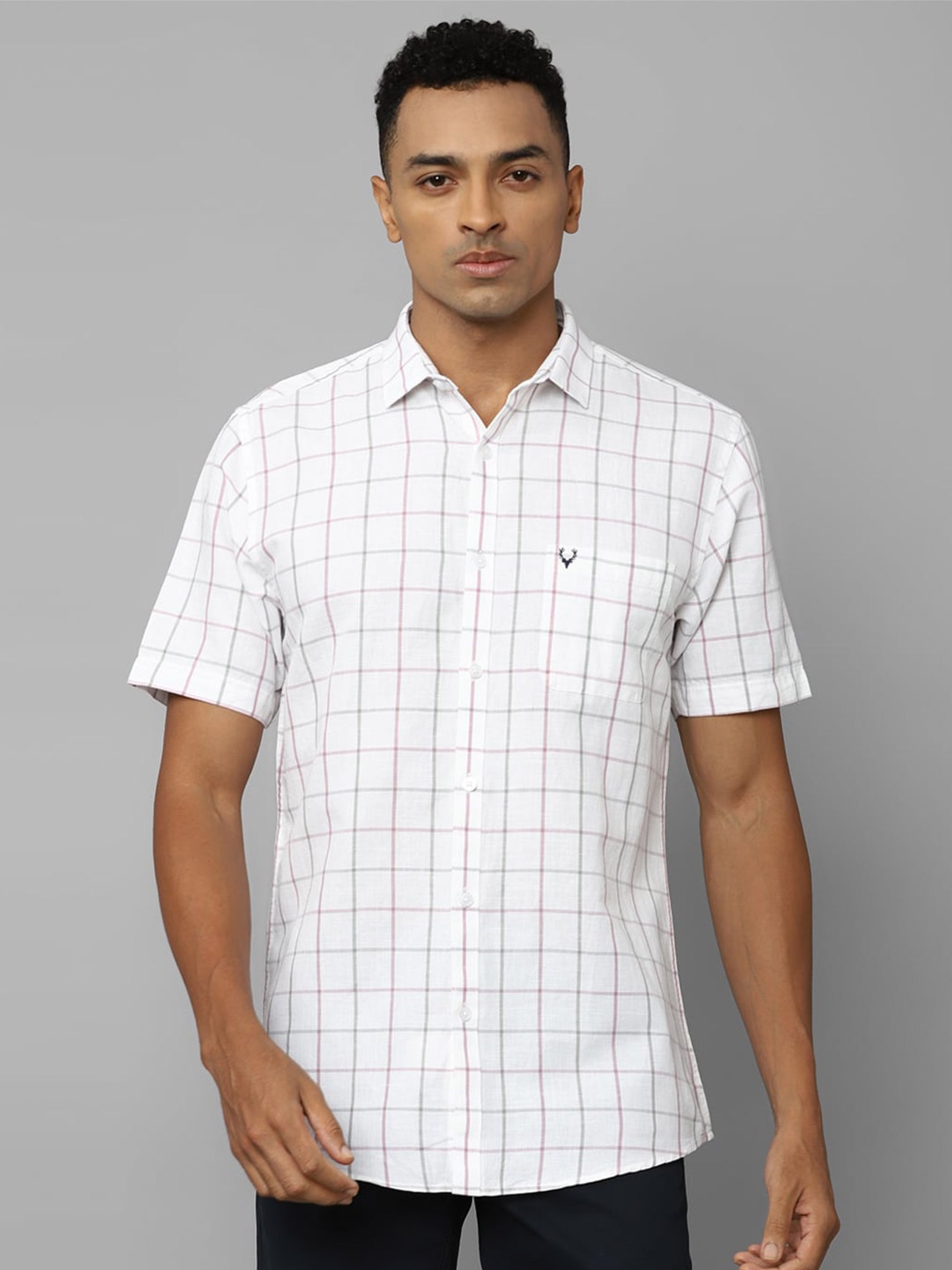 

Allen Solly Windowpane Checked Cotton Linen Casual Shirt, White