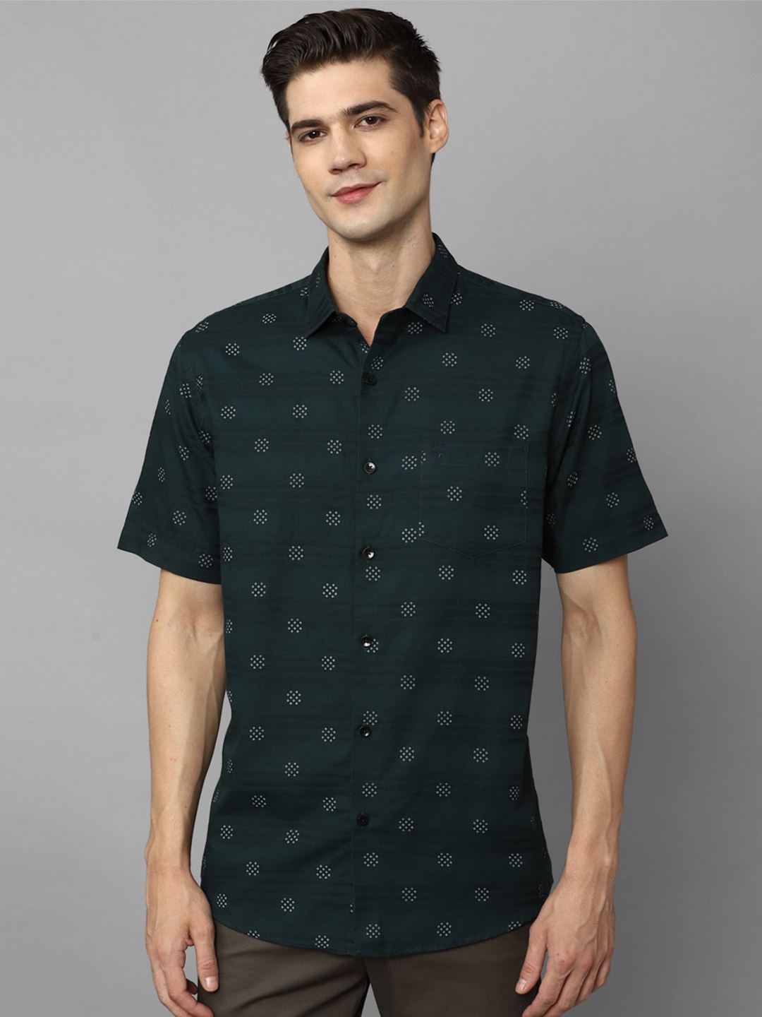 

Allen Solly MIcro Ditsy Printed Slim Fit Pure Cotton Casual Shirt, Green