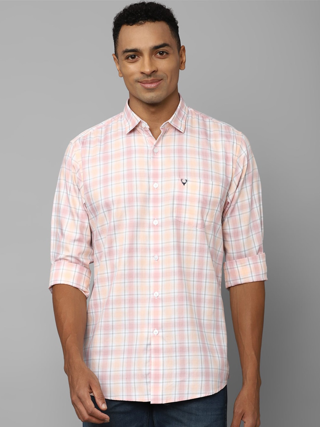 

Allen Solly Tartan Checked Slim Fit Pure Cotton Casual Shirt, Peach
