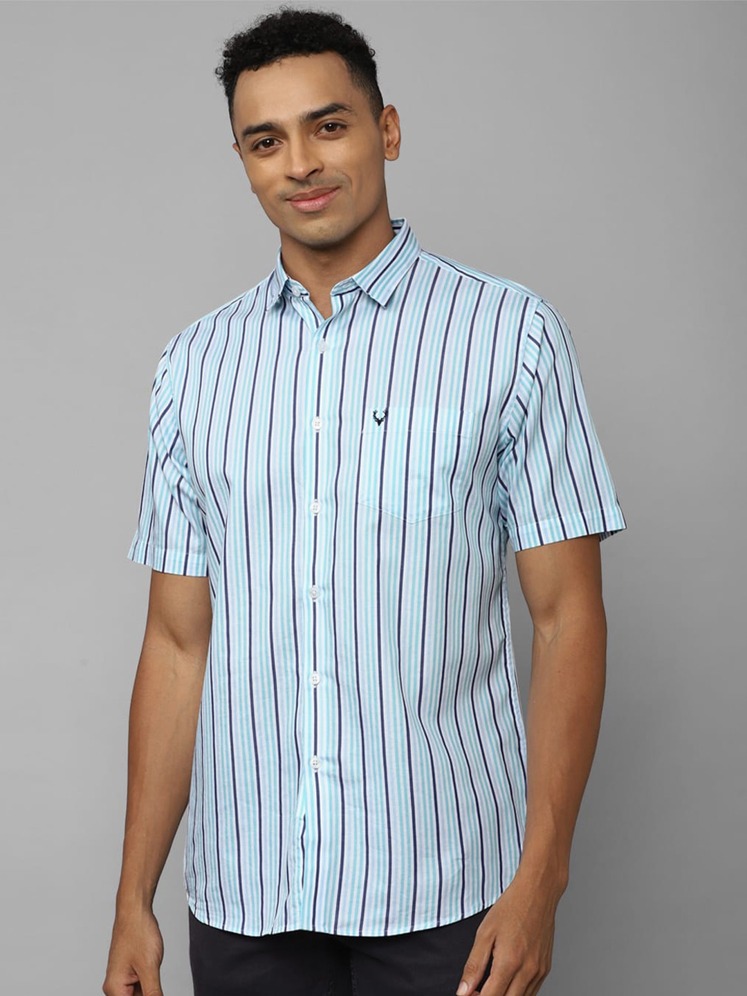 

Allen Solly Vertical Striped Slim Fit Pure Cotton Casual Shirt, Blue