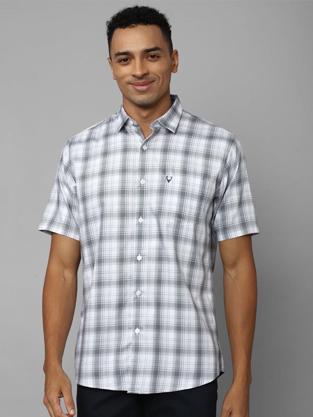 

Allen Solly Slim Fit Checked Pure Cotton Casual Shirt, White