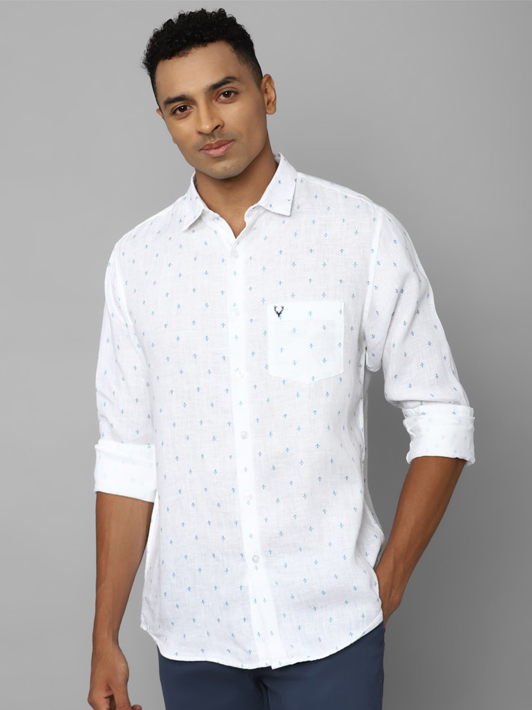 

Allen Solly Micro Ditsy Printed Slim Fit Linen Casual Shirt, White