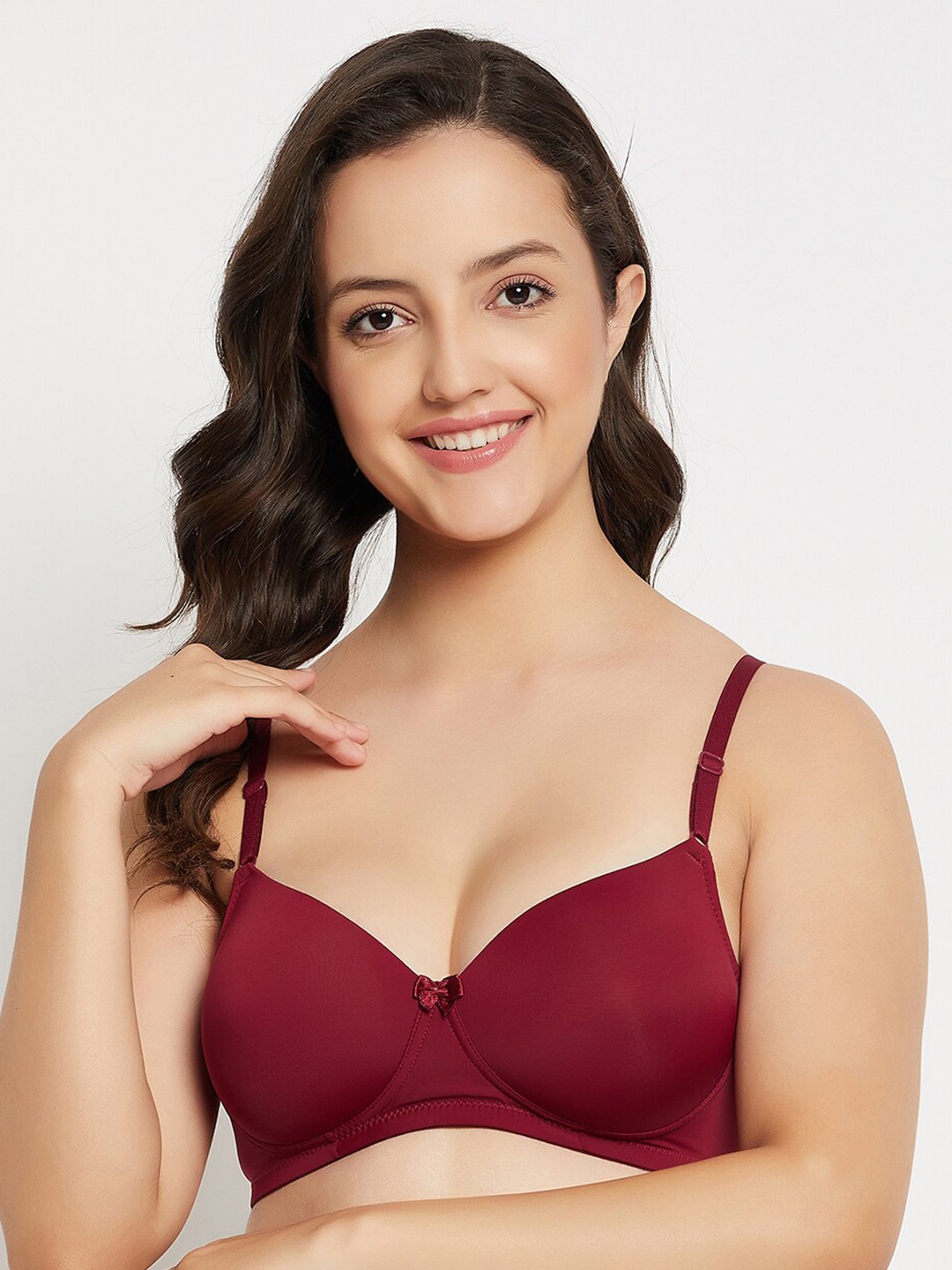 

Clovia Maroon Lightly Padded Non-Wired Seamless Full Coverage T-Shirt Bra