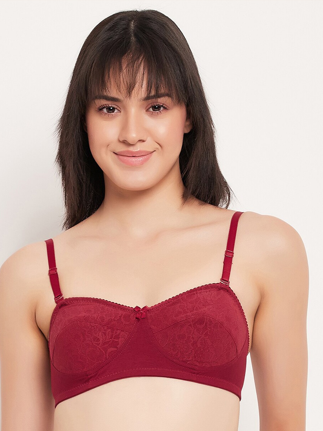 

Clovia Maroon Floral Lace Full Coverage Cotton Bra
