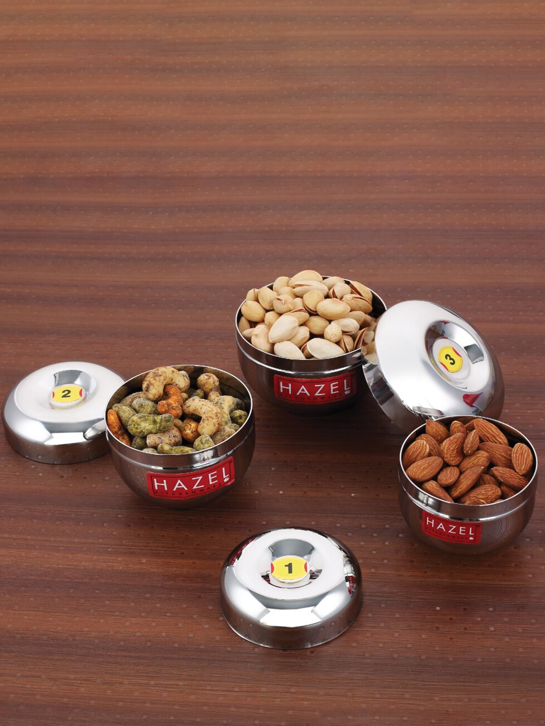 

HAZEL 3 Pieces Silver-Toned Air Tight Food Containers