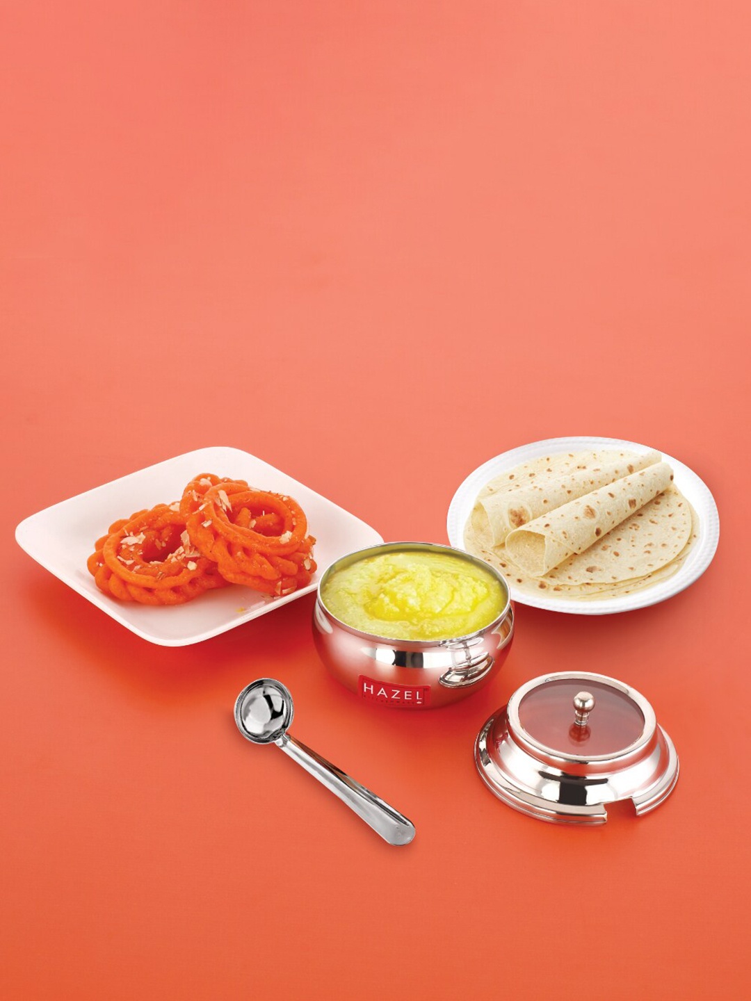 

HAZEL Ghee Pot With Spoon & See Through Lid 200ml, Silver