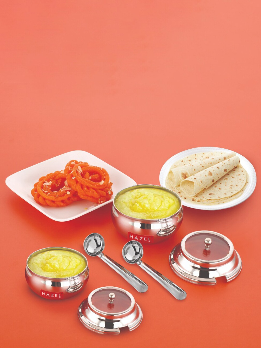 

HAZEL Silver 2 Pieces Ghee Pot With Spoon See Through Lid