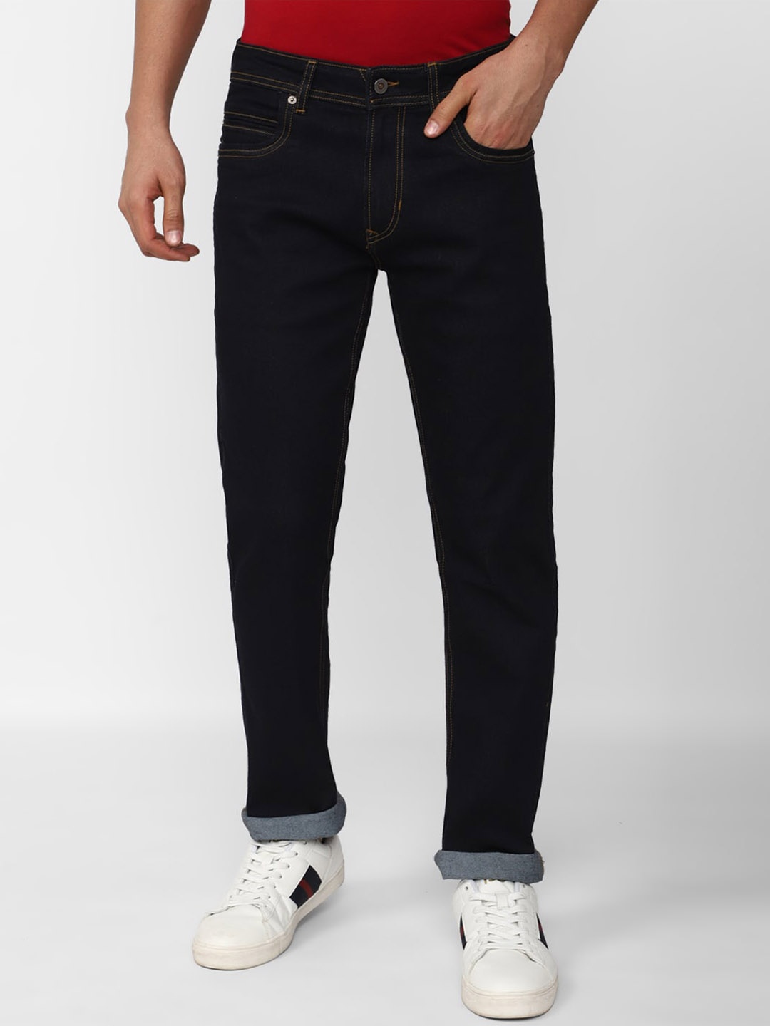 

Peter England Casuals Men Tapered Fit Clean Look Jeans, Black