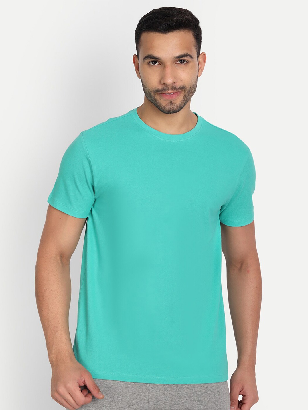 

Asterisk Round Neck Cotton T-shirt, Turquoise blue