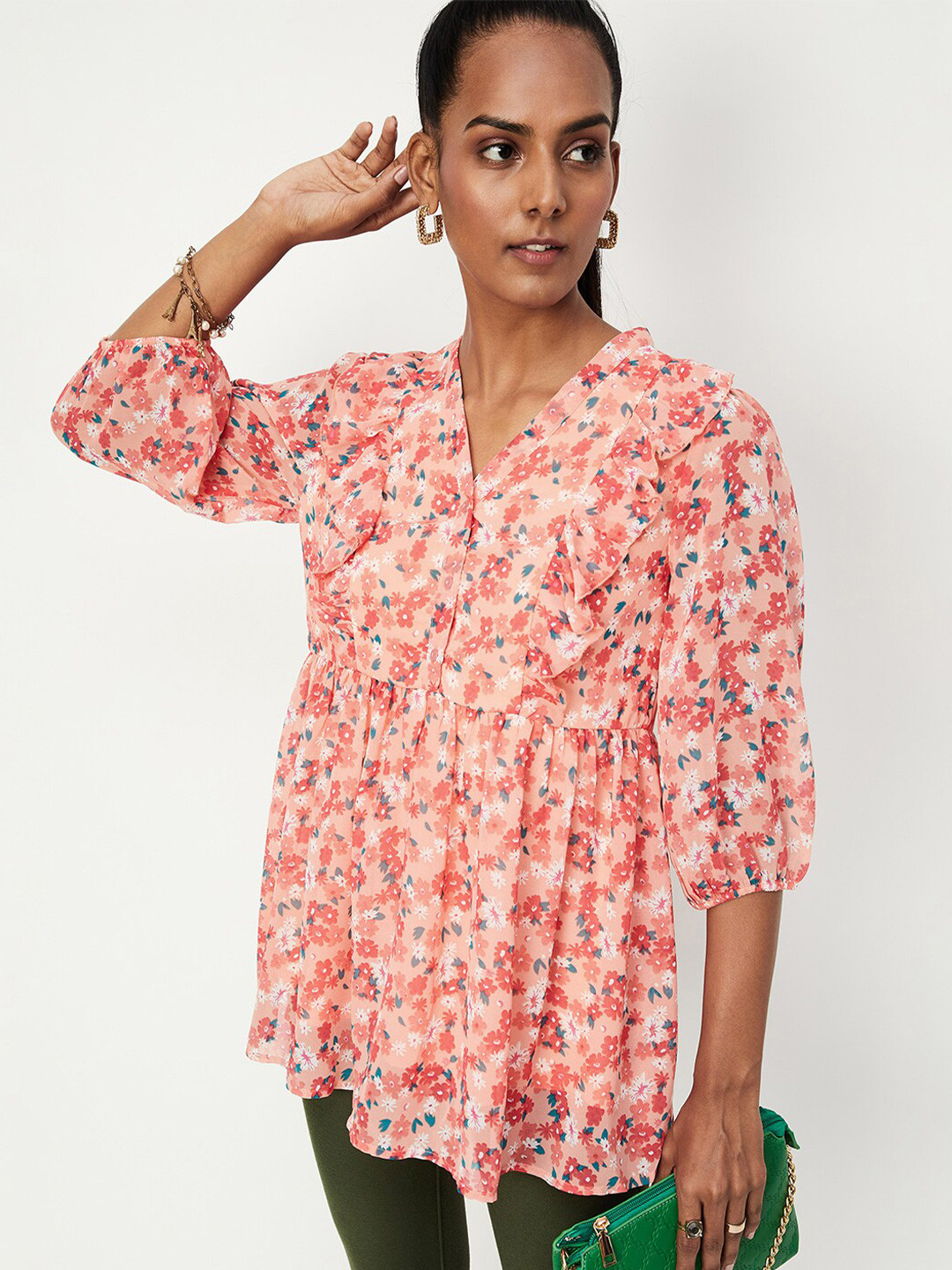 

max Floral Printed Tunic, Orange