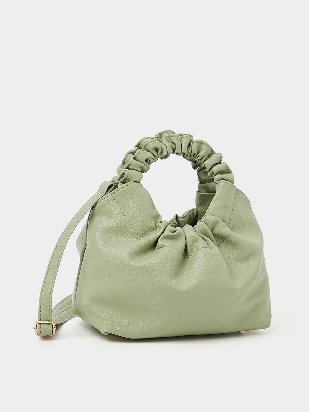 

Styli Ruched Handle Hobo Bag, Green