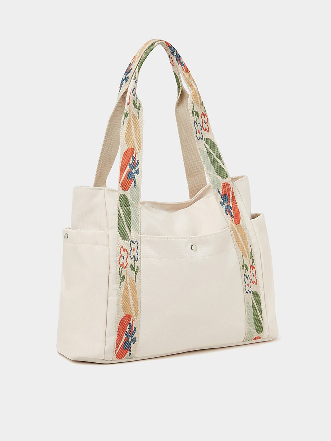 

Styli Printed Straps Structured Shoulder Bag, White