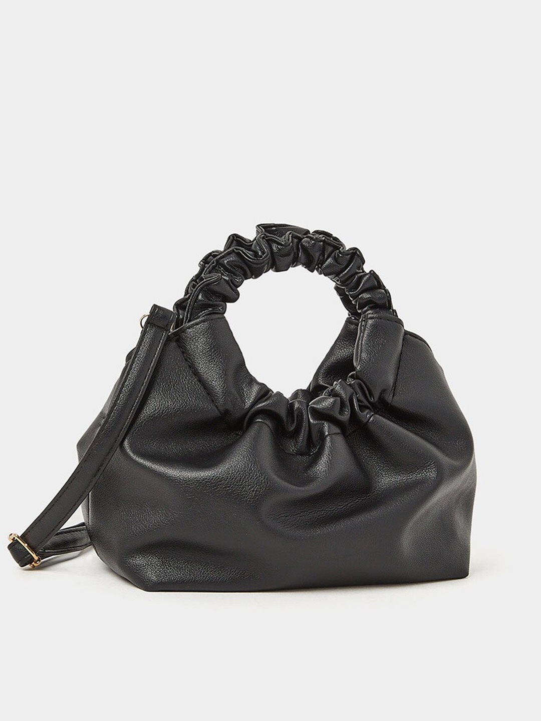 

Styli Ruched Handle Hobo Bag, Black