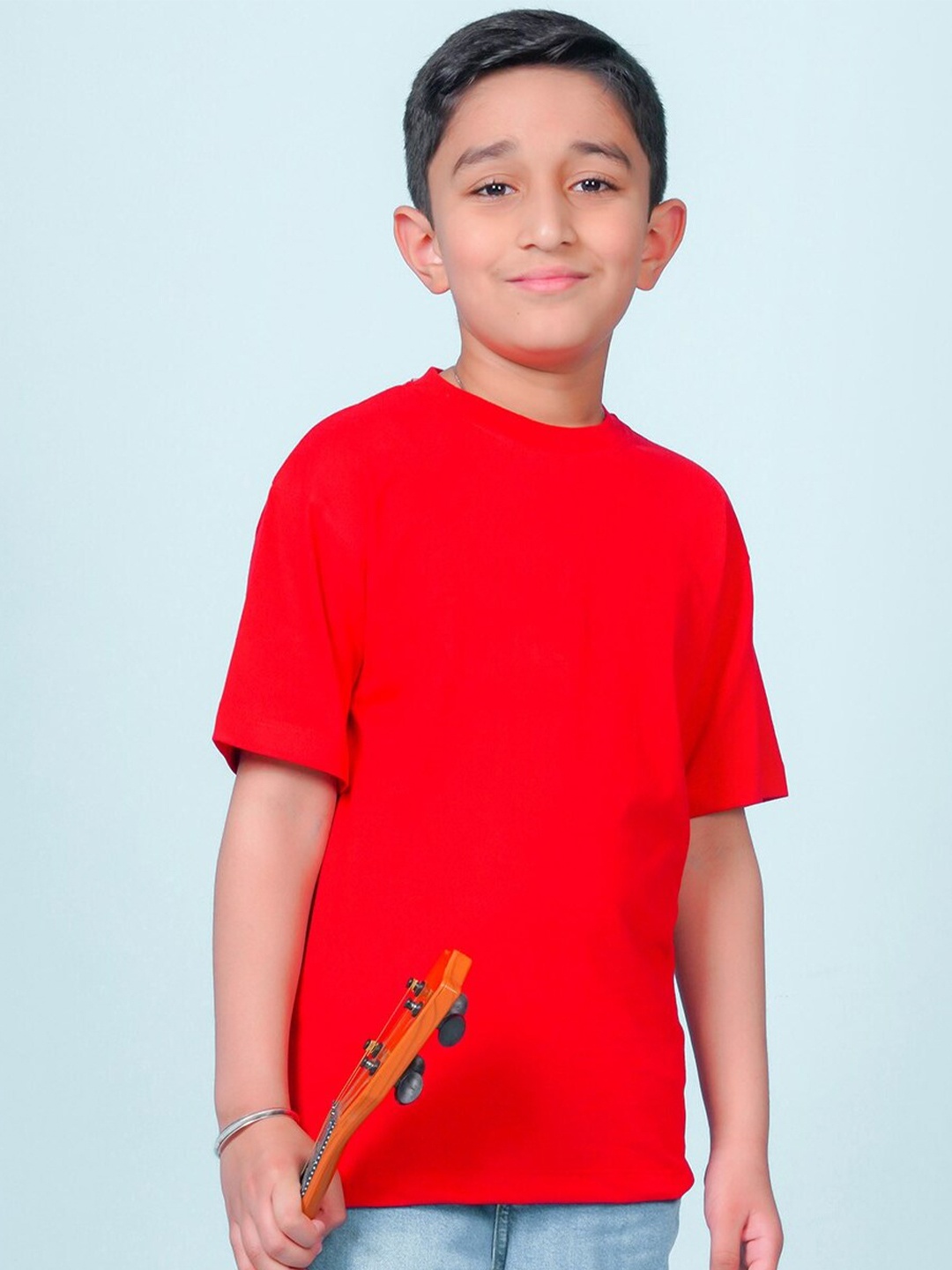 

NUSYL Boys Round Neck Oversized T-shirt, Red
