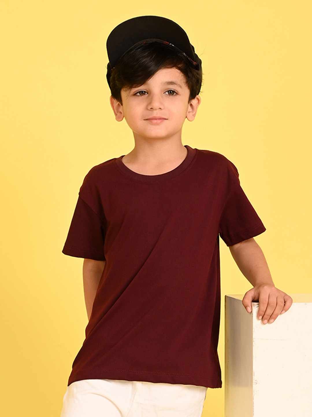 

NUSYL Boys Round Neck Oversized T-shirt, Maroon