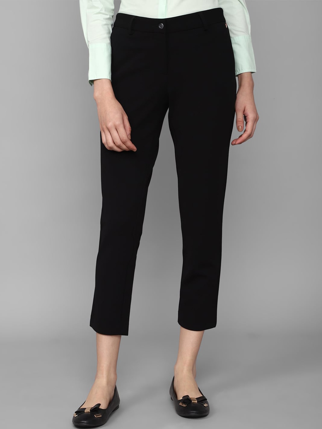 

Allen Solly Woman Mid-Rise Formal Trousers, Black