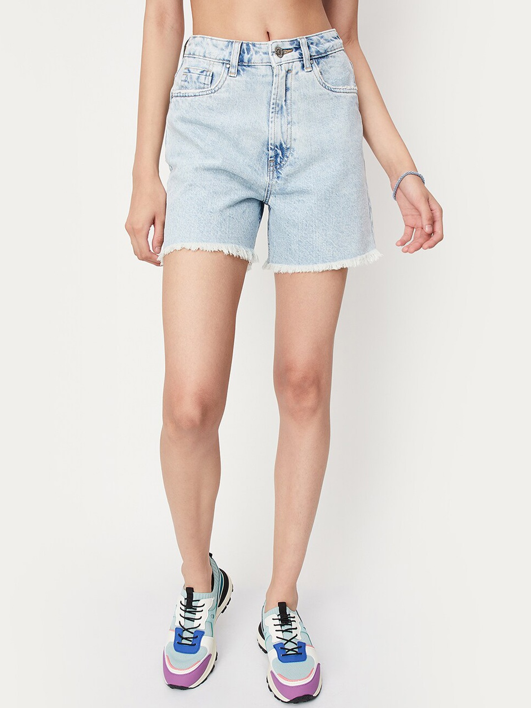 

max Women Pure Cotton Sports Shorts, Blue