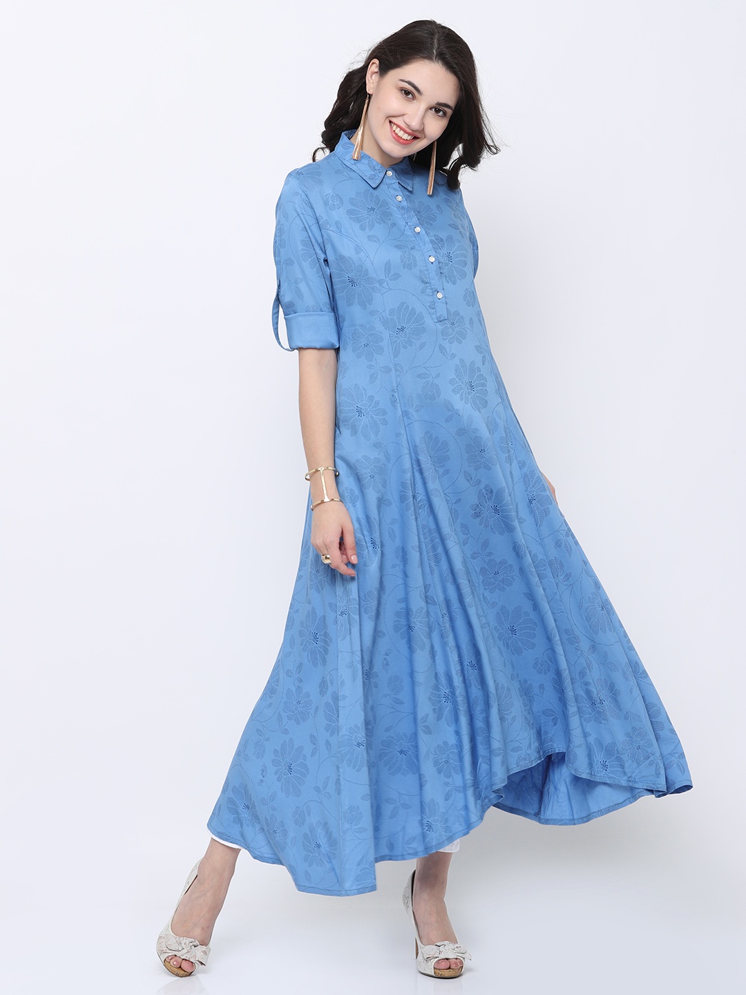 

Vishudh Women Blue Printed Anarkali Kurta