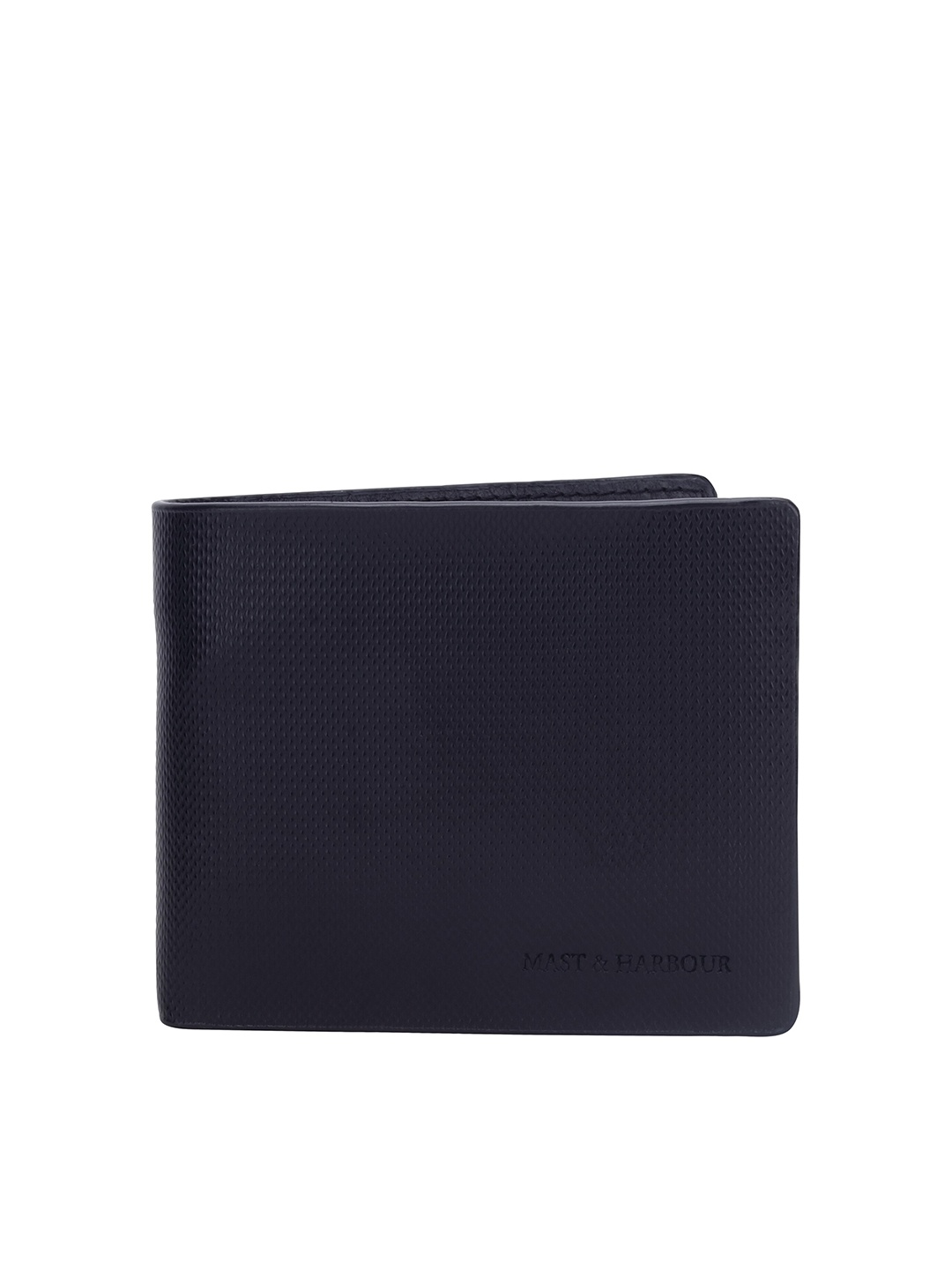 

Mast & Harbour Men Black Leather Two Fold Wallet