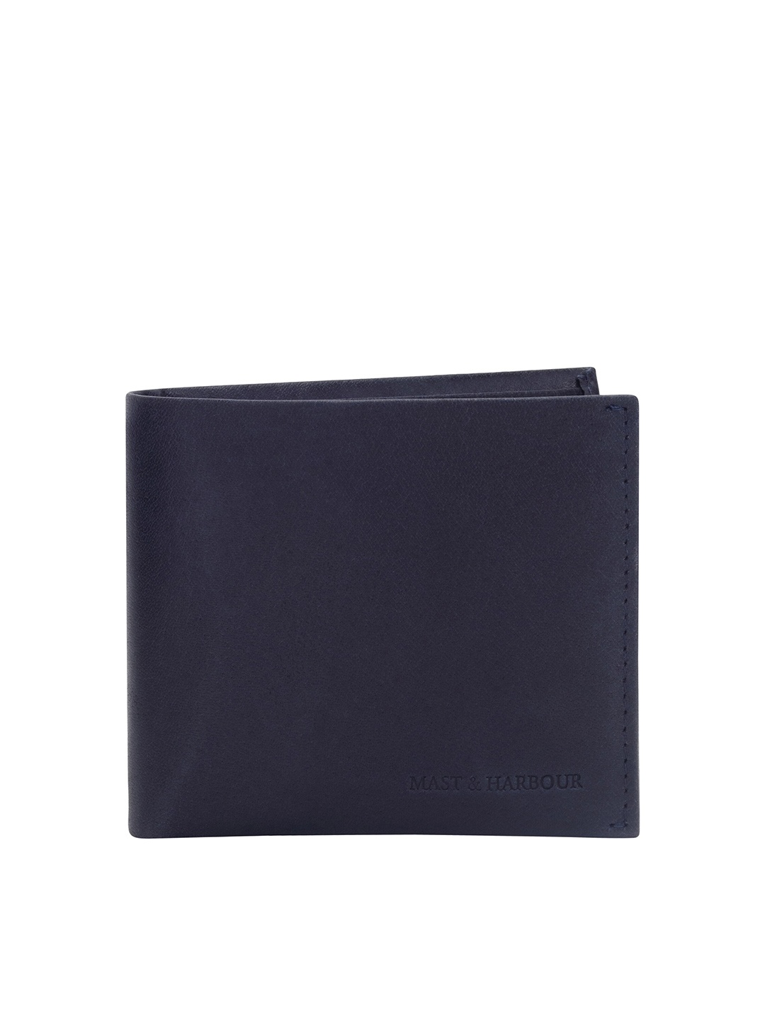 

Mast & Harbour Men Black Leather Two Fold Wallet