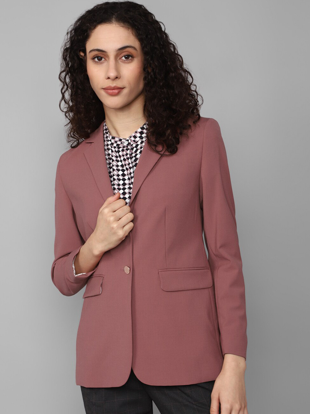 

Allen Solly Woman Single-Breasted Slim-Fit Casual Blazer, Brown