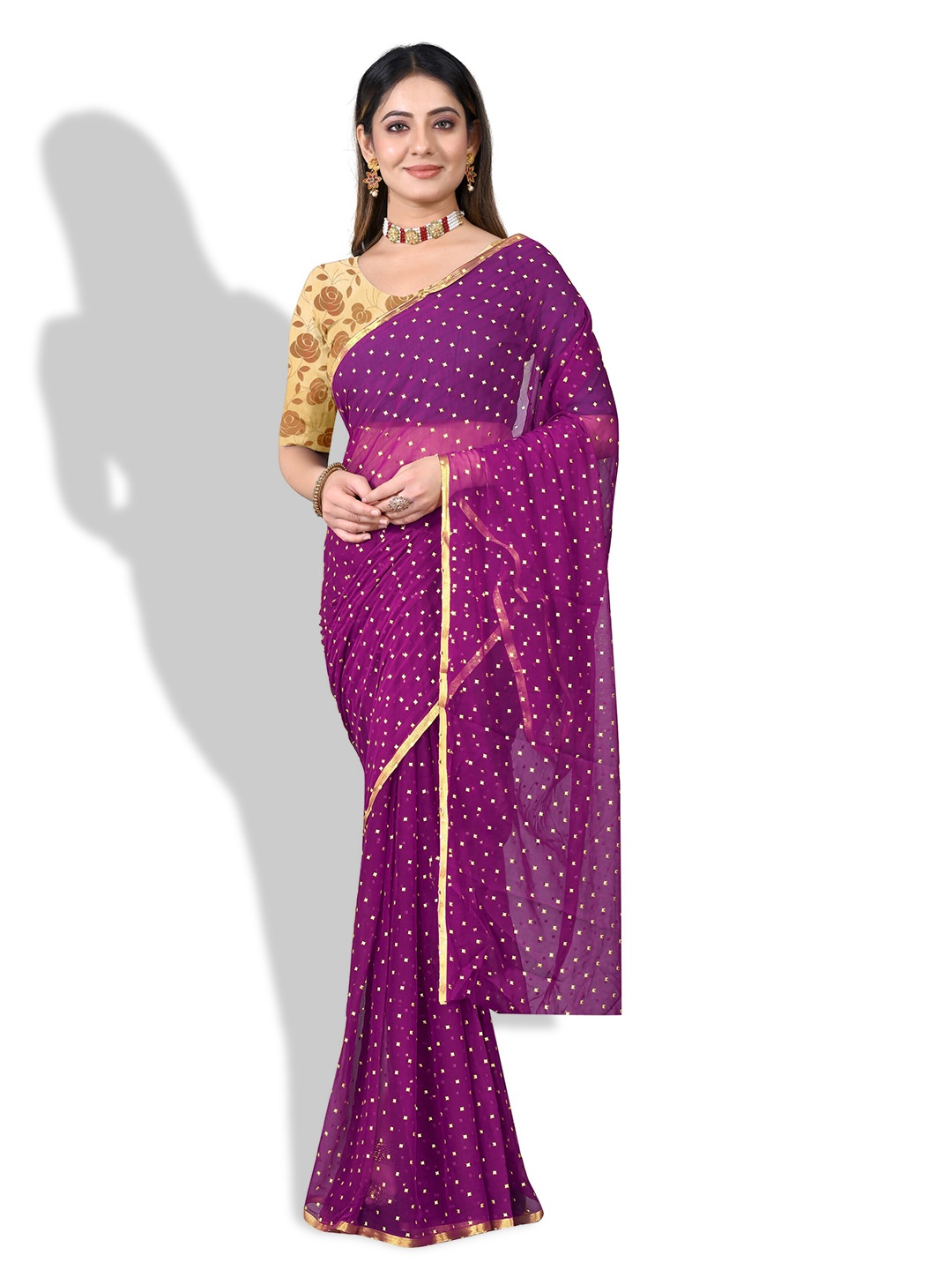 

Rhey Embellished Zari Banarasi Saree, Purple