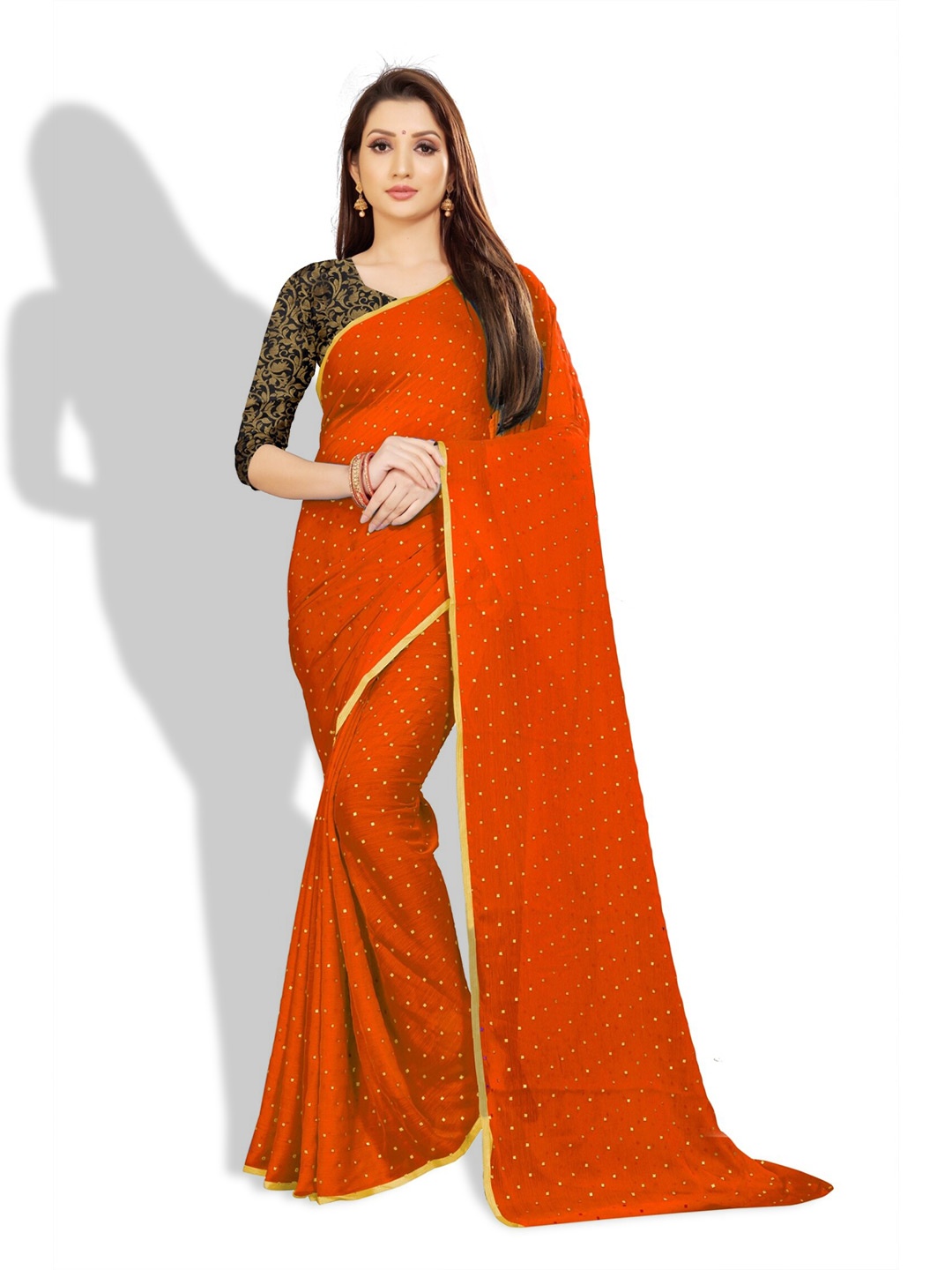 

Rhey Embellished Zari Banarasi Saree, Orange