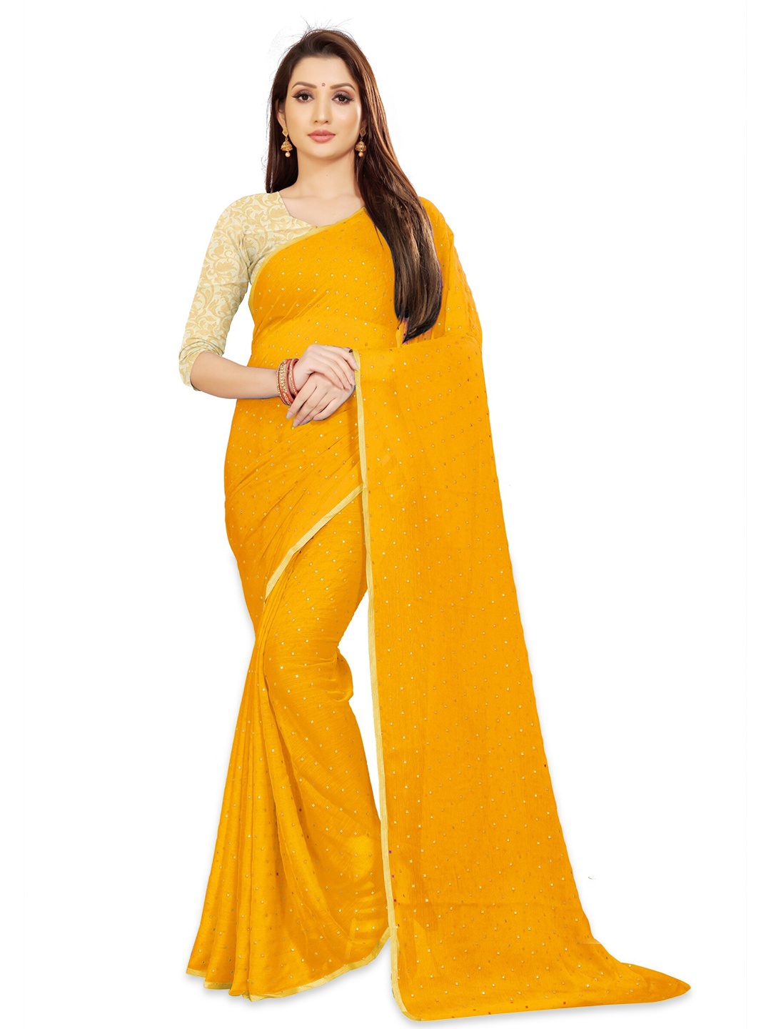 

Rhey Embellished Zari Banarasi Saree, Yellow