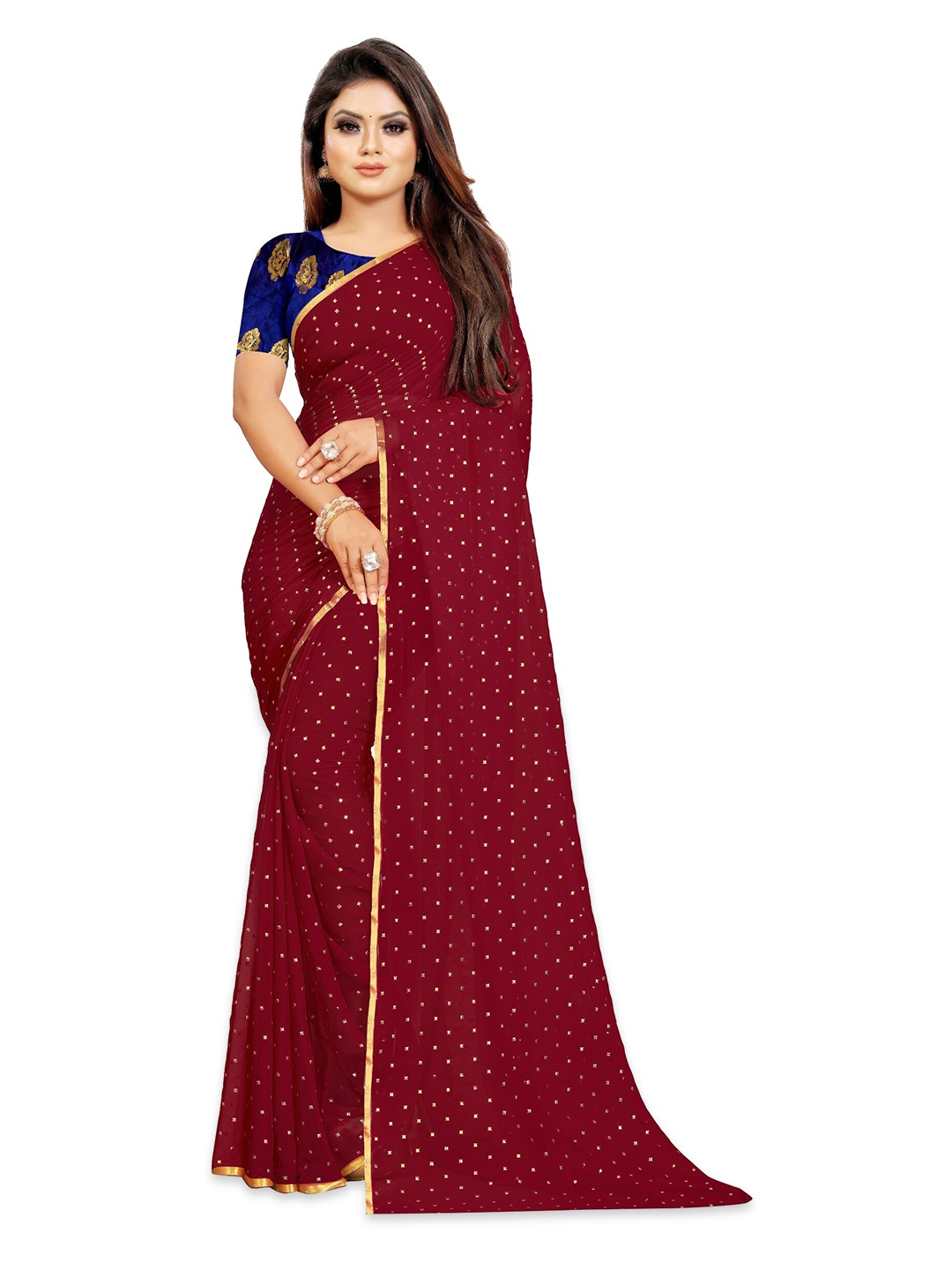 

Rhey Embellished Zari Banarasi Saree, Maroon